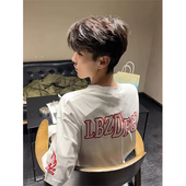 国潮牌小火苗字母刺绣T恤男短袖 上衣ins 宽松情侣半袖 美式 高街夏季