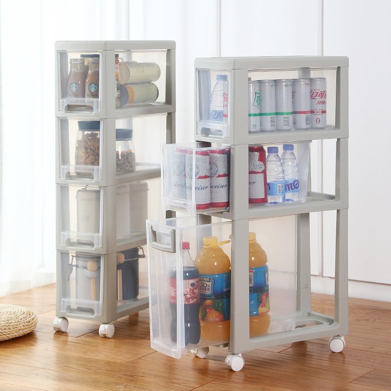 塑纳料置架落地式收柜文具杂物窄缝夹隙缝带JH7005轮抽屉式收物纳