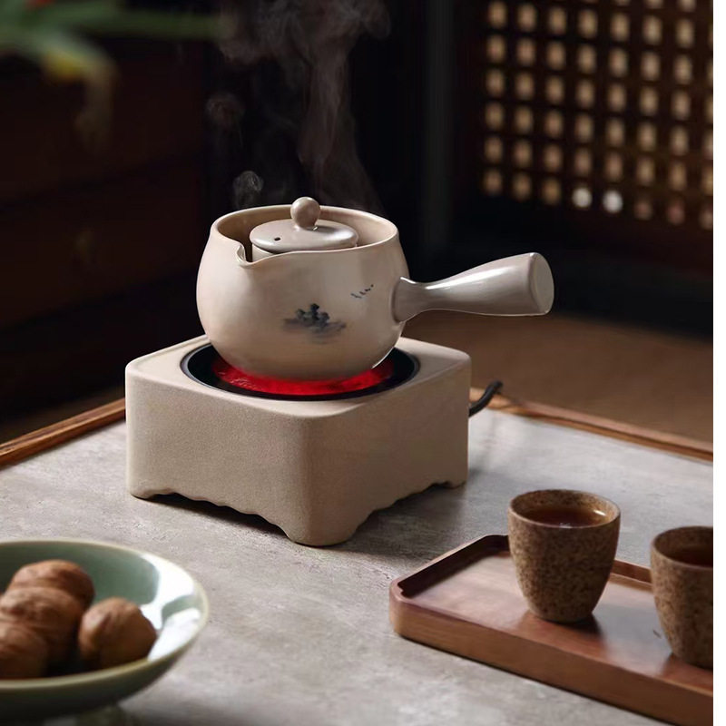 黑茶壶煮茶器陶瓷套装复古安化黑茶家用煮茶器煮茶炉麦饭石电陶炉
