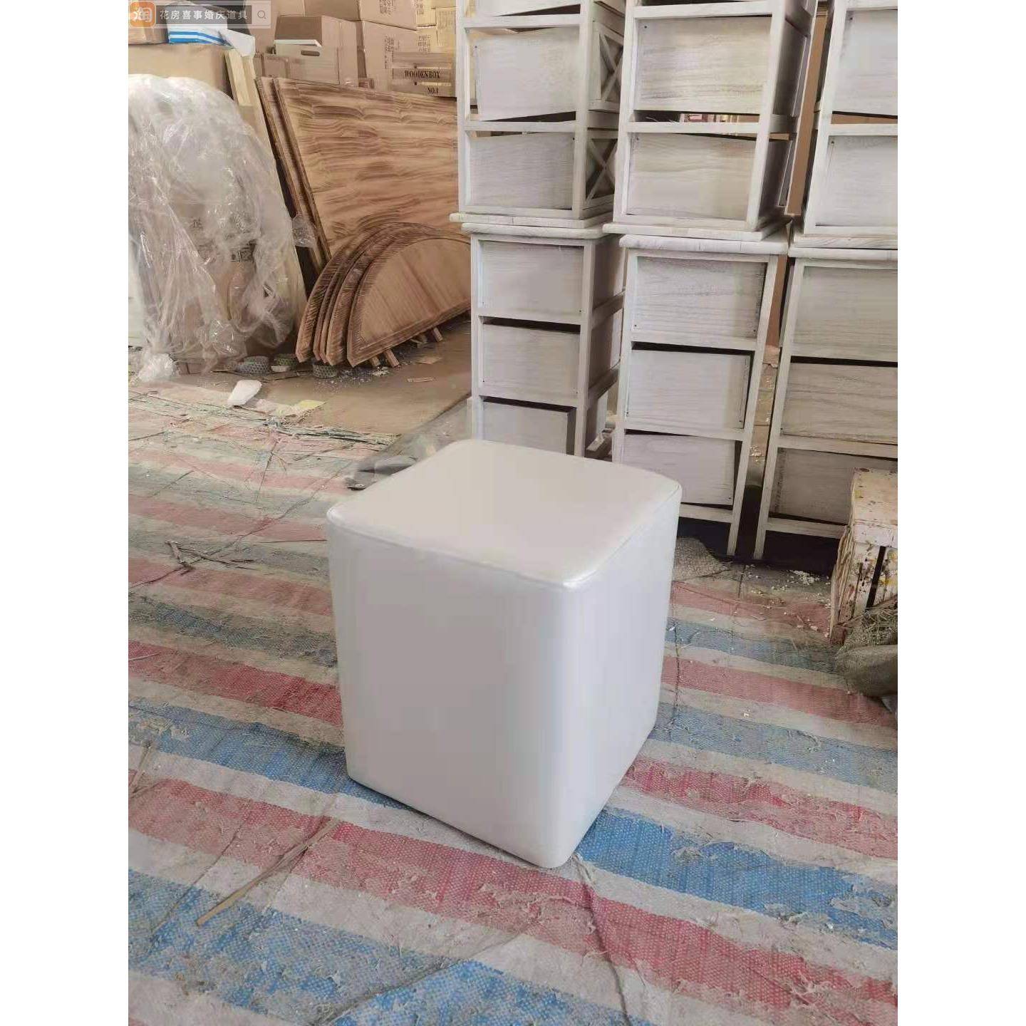 外婚礼吐凳司商业活凳动拓展方白色户沙发皮凳婚庆凳子XCG白色方