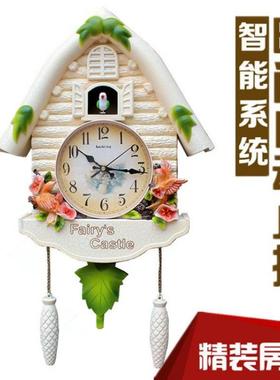 创意欧客厅挂钟布谷报鸟挂钟时咕咕式钟表静音卧室PXF表壁钟石英