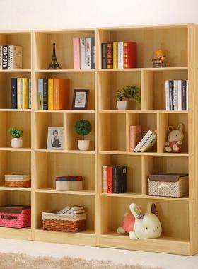 全木书架架松木柜储物柜带实柜书门木质XBH-13货简约现代植物花架