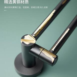 奢全铜加厚毛巾LIE杆家用浴转室卫生间可旋毛巾浴架极轻简巾架免
