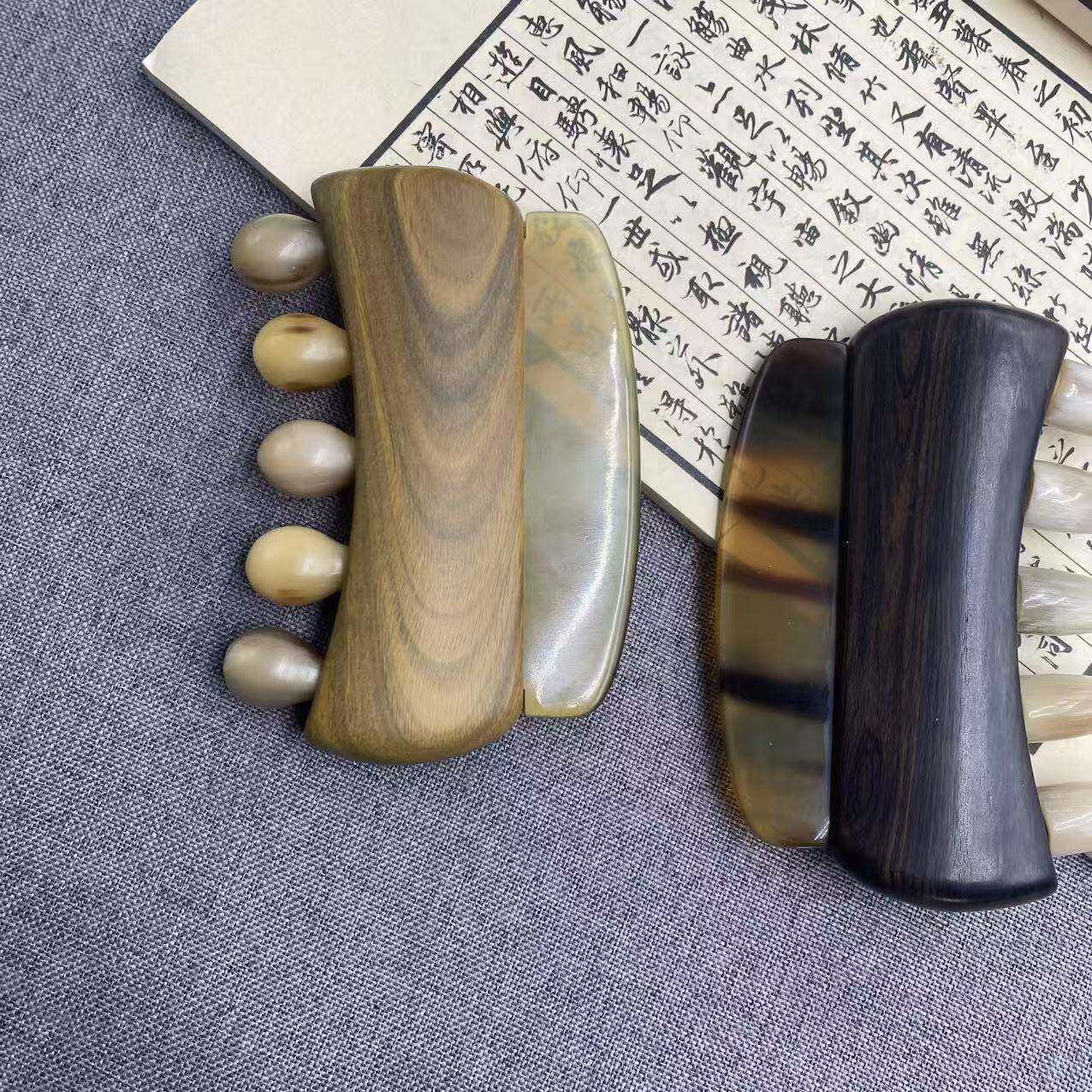 牛角按摩经疏刷全身颈通用腿部络肩揉腹部刮痧擀玉角-经筋棒疏绿