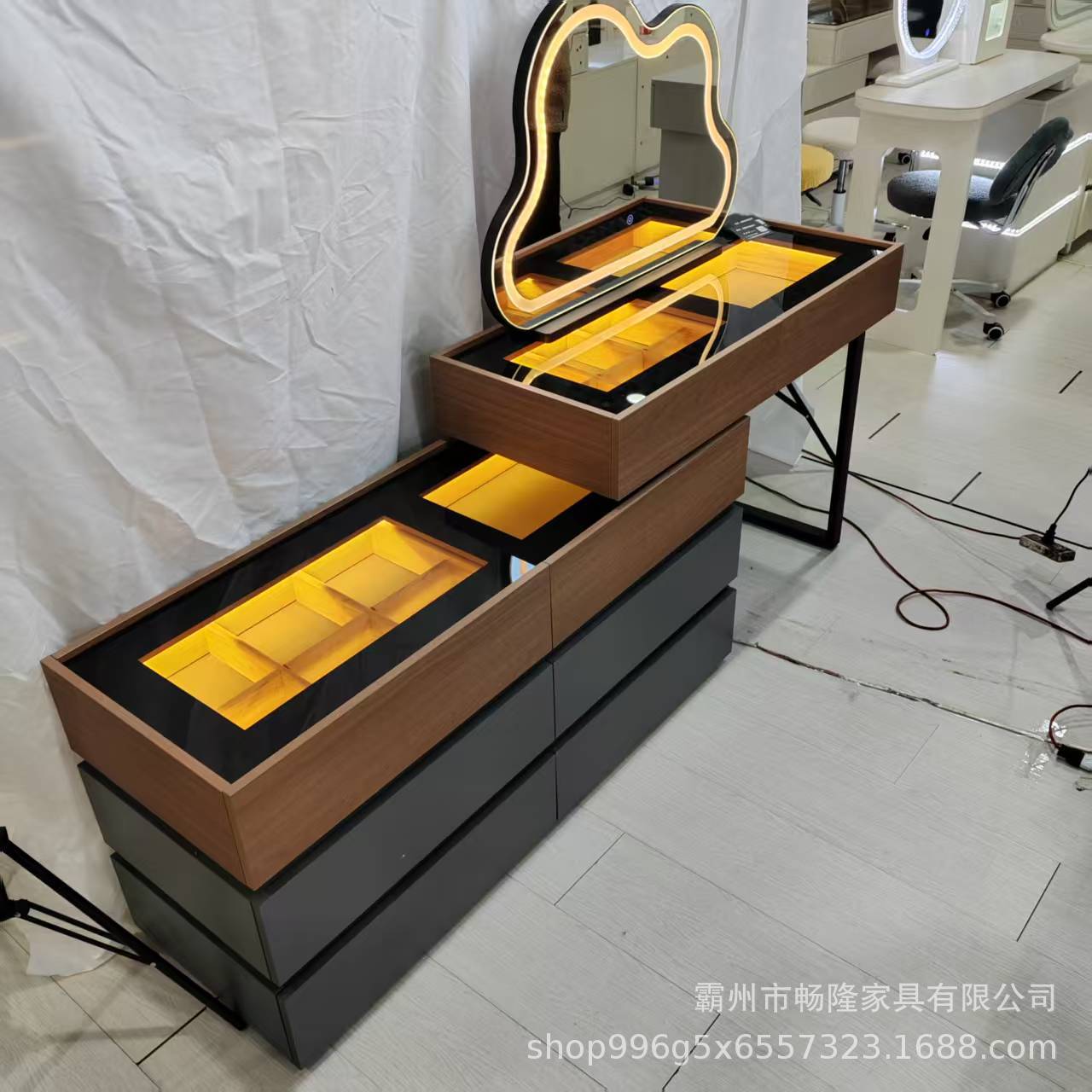 轻奢简约意式极简梳妆台收纳柜一体卧室床尾斗柜多功能储物化妆桌