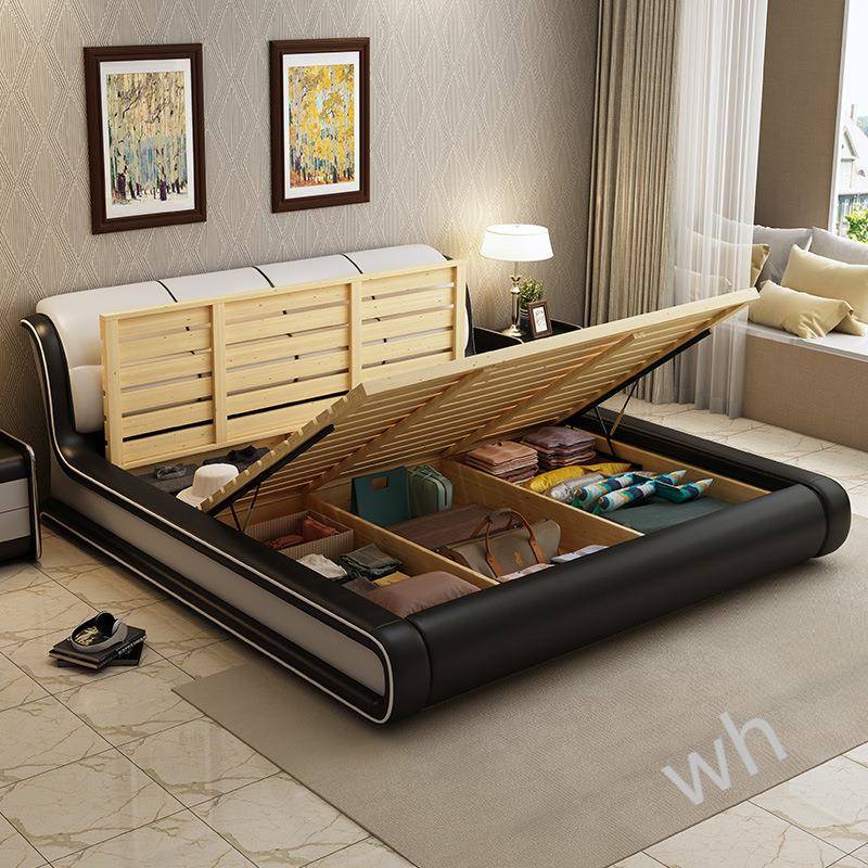 N科K1主卧气皮1米大8双人大床简约现代轻JkzNCdWp床奢实木软包技