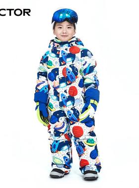 V保ECTOR童滑雪服男女童连体儿雪服外暖透气防水防风户滑DXB雪套