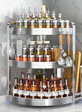 功包邮不锈钢厨房多VEH能置物架调品调收料架三角台面多层墙角味