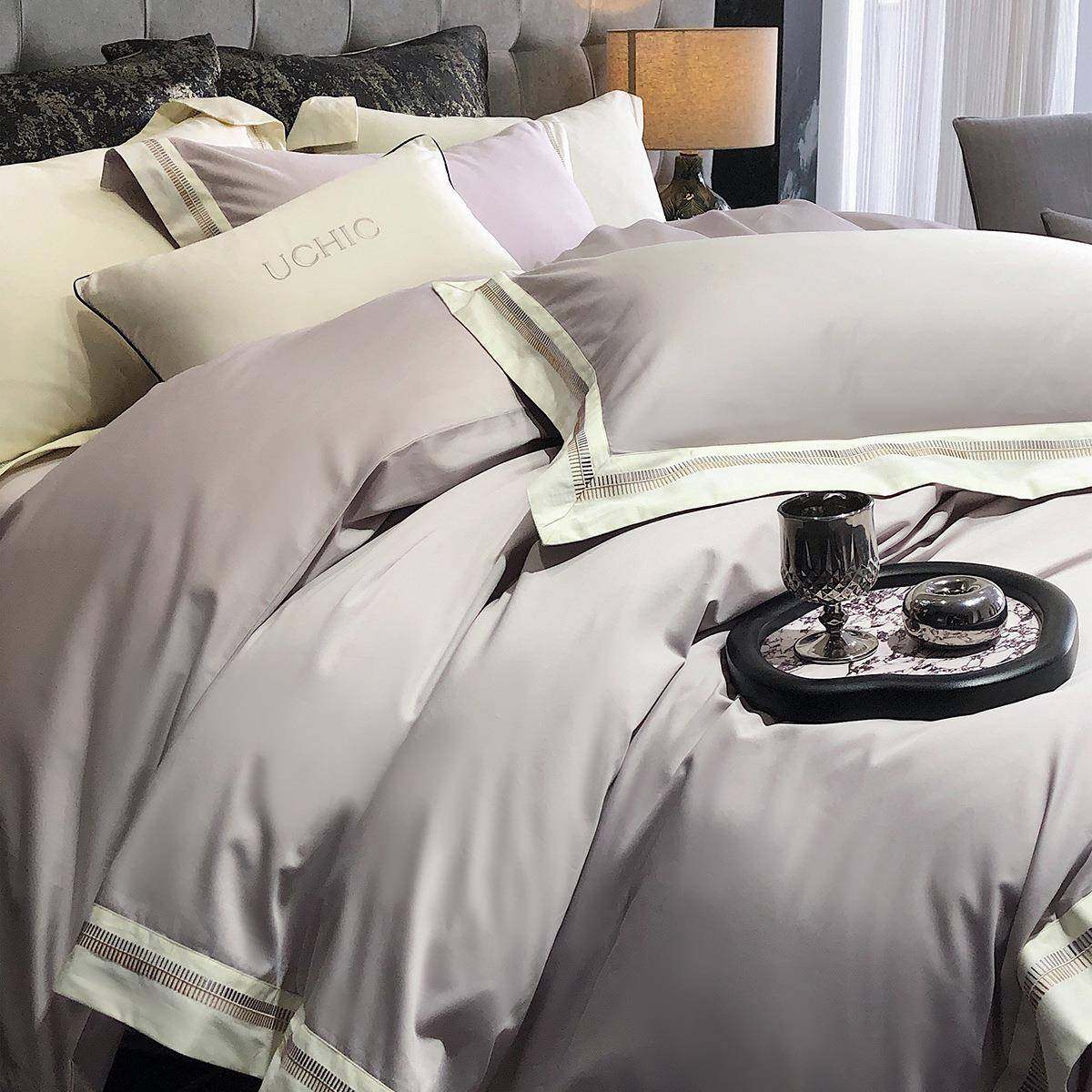 新品秋冬轻奢20S绒棉四件套纯裸棉绣花全1棉被套床YC20240单睡床