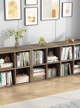 ?小型书架格子简易用柜落地飘窗矮书柜置物架儿童家客厅玩OXE具收