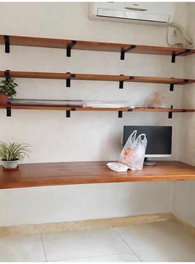 墙F77MH58H上置物架架实隔板墙壁书架原一木字搁板客厅收纳厨房美