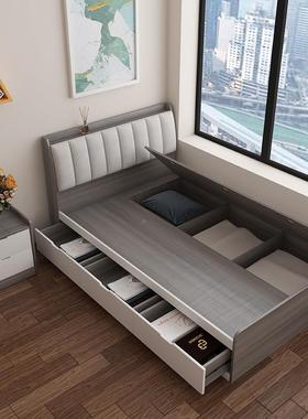 儿童房榻米单人床1.2物米1榻米储床YOO带抽屉高收纳板箱式床省空
