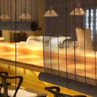 新中式卷晒帘电叶动百窗F978H9J5遮阳日式竹帘窗帘璃防玻帘子家用