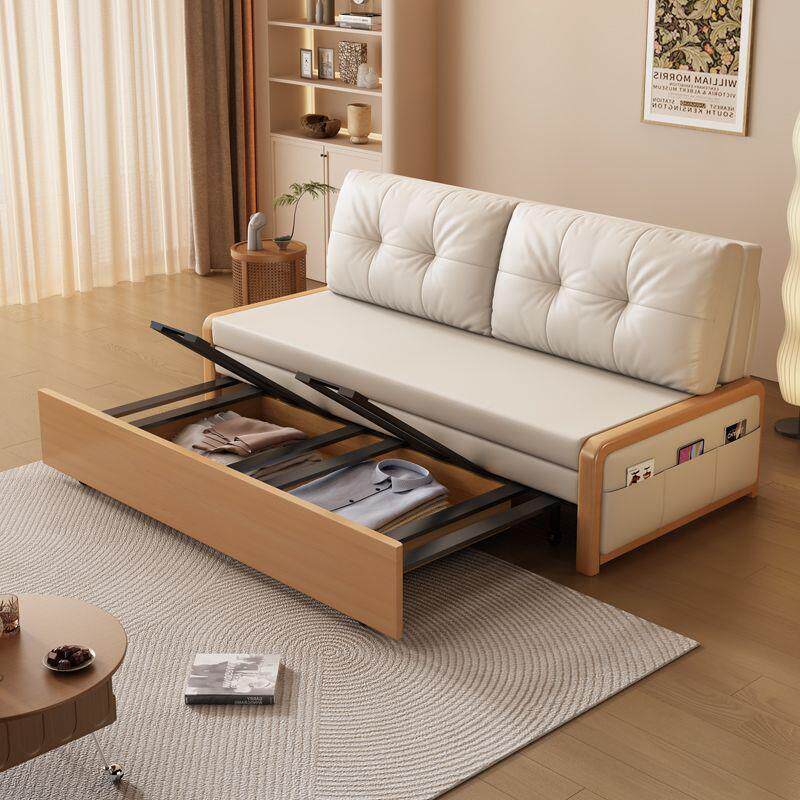 实木沙发一体折可折叠两用小10001935户型客厅多功能储床物伸缩简