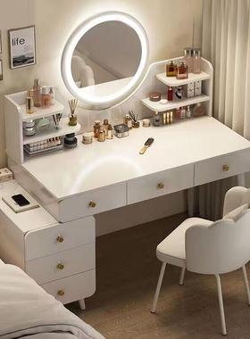 卧室梳妆台ITD斗柜一现简代约桌小书型出租屋房间体床边带边柜化