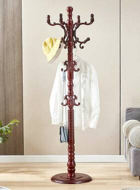 实木帽架落地卧室挂用衣架家客厅质多功衣能衣架子欧式立KKQ式木