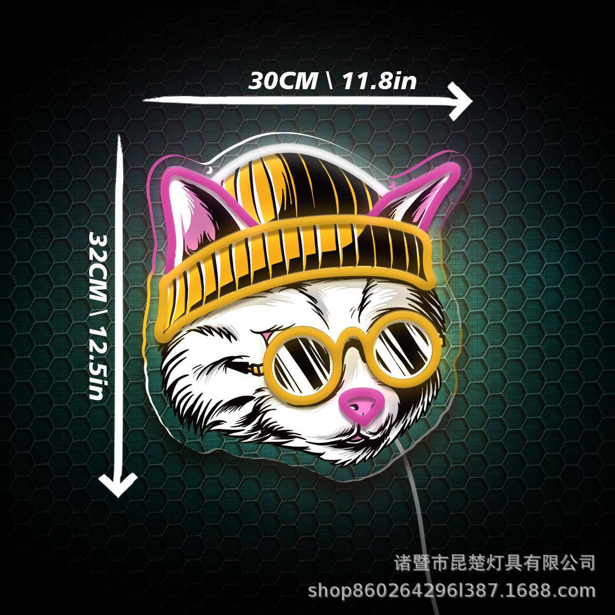 LED镜雕刻-眼背板霓告虹灯猫眼墙挂装饰ed霓虹灯造型广牌热销
