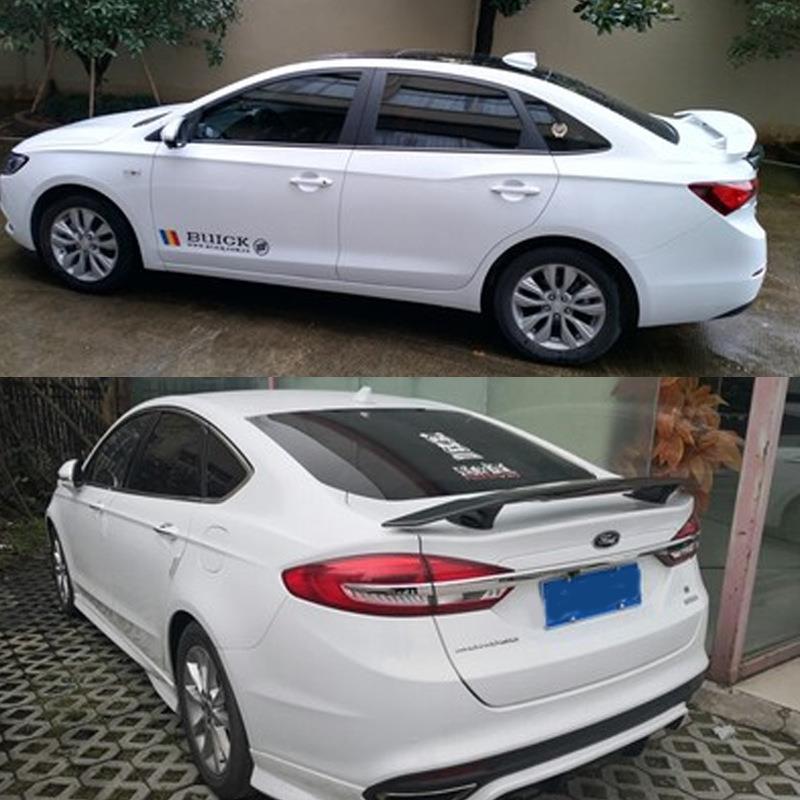 碳大三厢轿车汽车用通尾翼改装运运动尾翼动免打孔定风翼带灯纤纹