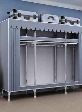 简易衣柜租出房钢PJQ架纳加用厚组装家用耐钢管卧收室加加固衣橱