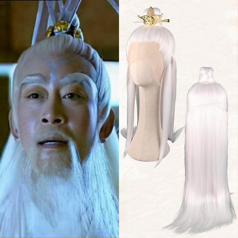 多款古装男士白发造型古风汉服老者发型影视演出仙侠白色假发头套