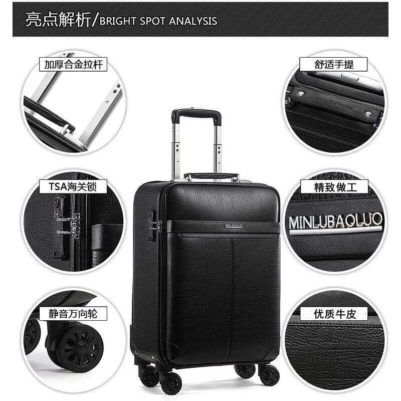 真皮行李箱牛皮拉杆箱万向轮商务皮箱男20寸登机箱16寸女旅行箱