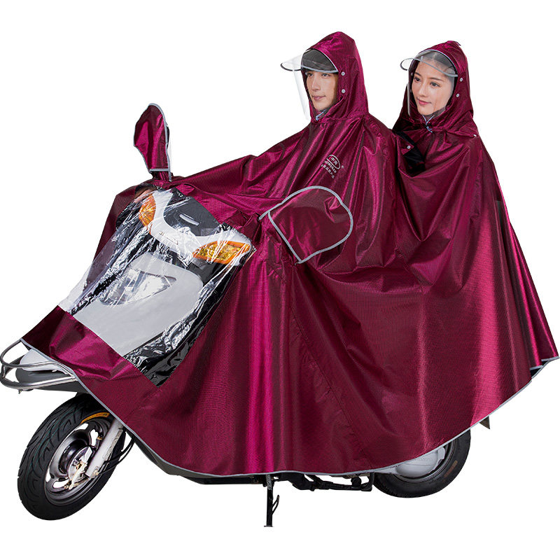 雨衣电动车踏板摩托车双头双人母子母女装骑行专用亿美一来雨披。