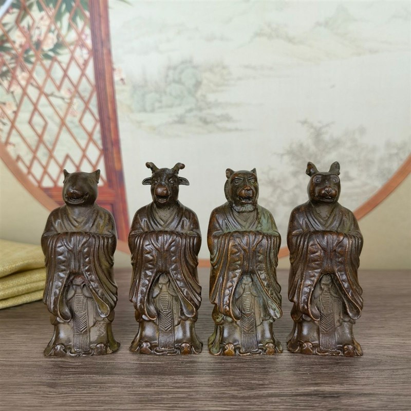 古玩杂项收藏十二12生肖摆件全套仿古老包浆居家装饰茶台玄关摆件