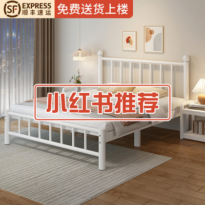 铁艺床家用儿童床欧式不锈钢铁床单人公寓宿舍出租房用加厚铁床架