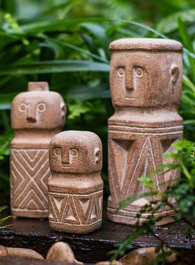 掬涵远古风格雕像摆件几何艺术仿石像装饰人像陈设庭院花园别墅