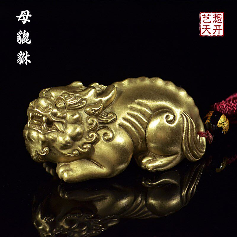 纯黄铜貔貅瑞兽手把件中式工艺品家居2024年创意一对招财貔貅摆件