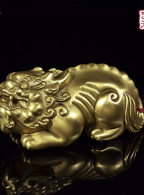 纯黄铜貔貅瑞兽手把件中式工艺品家居2024年创意一对招财貔貅摆件
