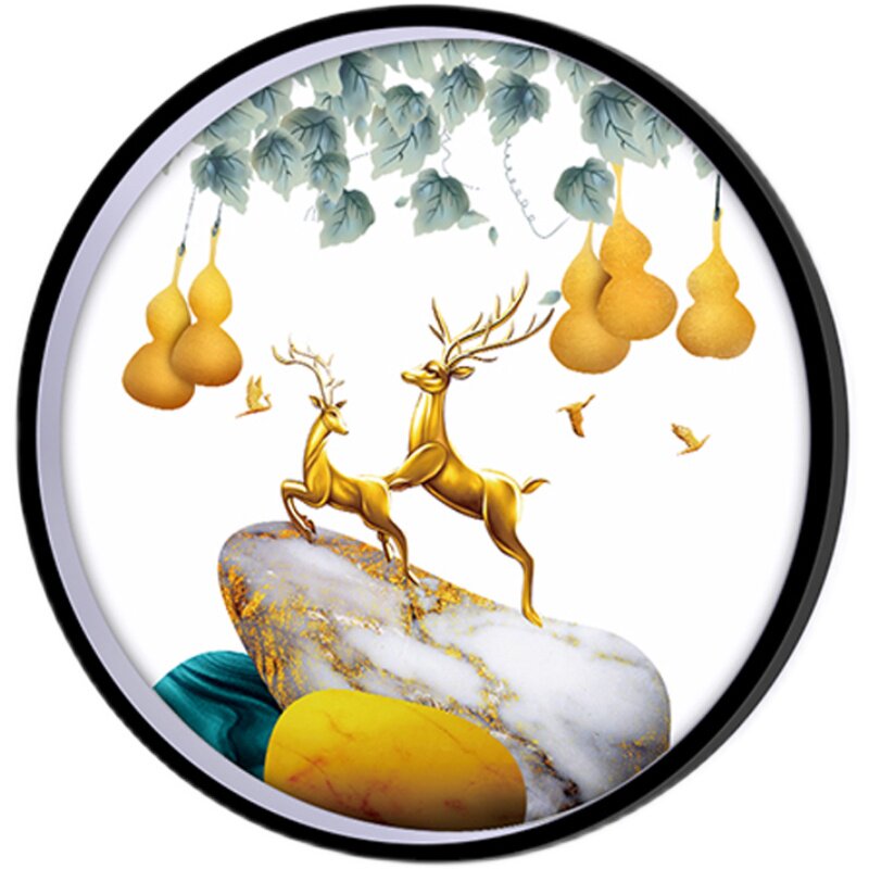 led主卧床头壁灯卧室创意中式圆形壁画灯楼梯客厅新款墙灯装饰画