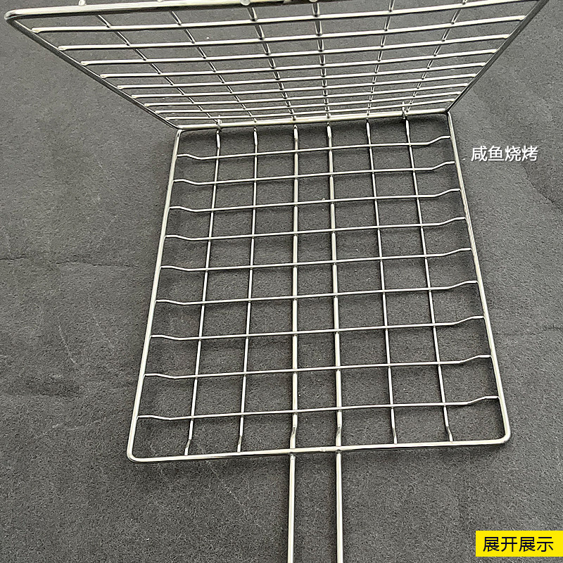 加粗不锈钢大号烧烤网夹烧烤炉专用烤鱼夹商用网格条形烧烤夹拍子