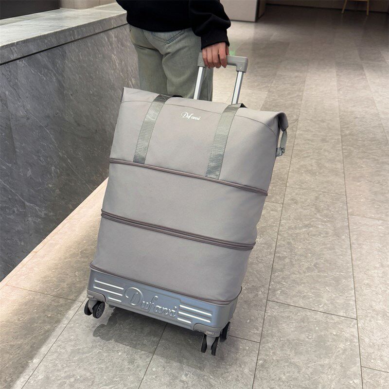 带滑轮行李袋万向轮旅行包可折叠行李箱轻便拉杆包大容量手拉背囊