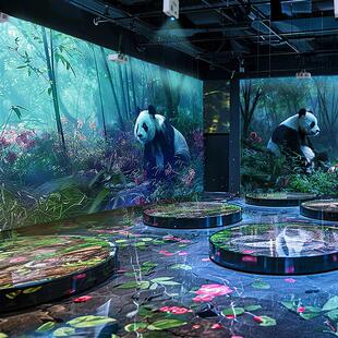 沉浸式LED显示幕室内裸眼3d器Immersive全彩高清LED看板灯全息弧