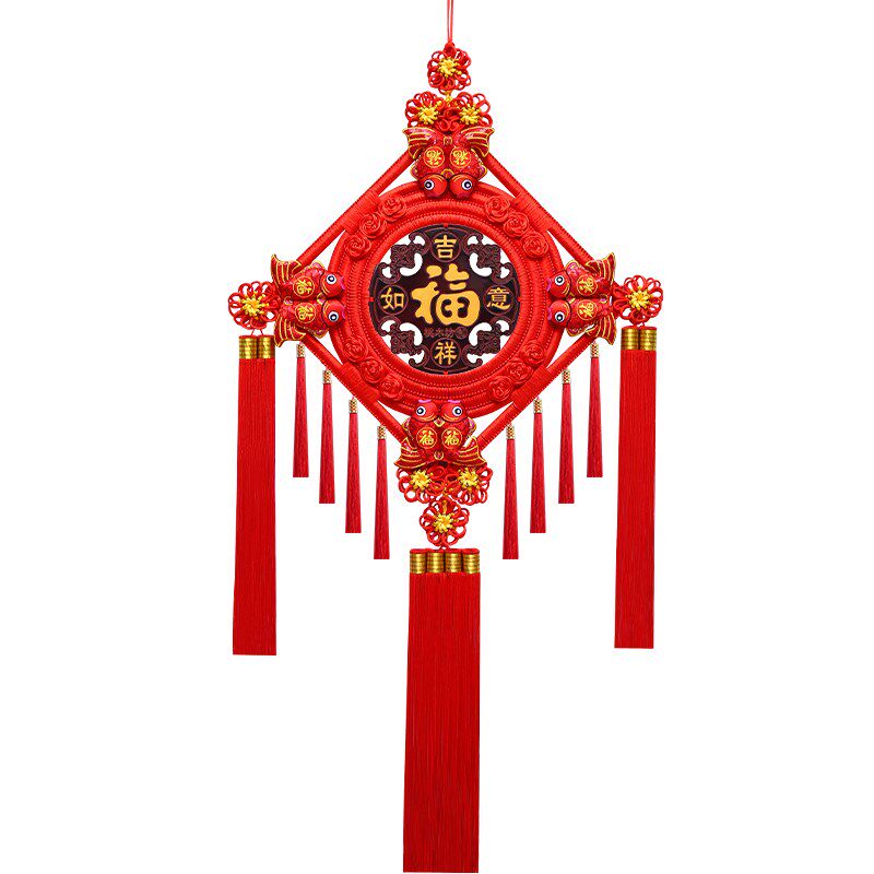 中国结挂件客厅大号高档桃木福字镇宅玄关门上背景墙春节对联挂饰