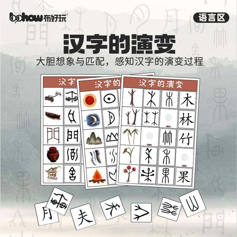 布好玩汉字的演变幼儿园大班语言区儿童看图识字阅读认识象形文字