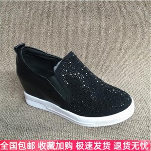 懒人鞋 真皮单鞋 时尚 女2023水钻女士春季 套Q脚内增高软底女单 新款