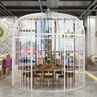 铁艺大型鸟笼卡座休闲餐厅大号鸟笼座M椅桌椅商场装 欧式 饰蒙古包