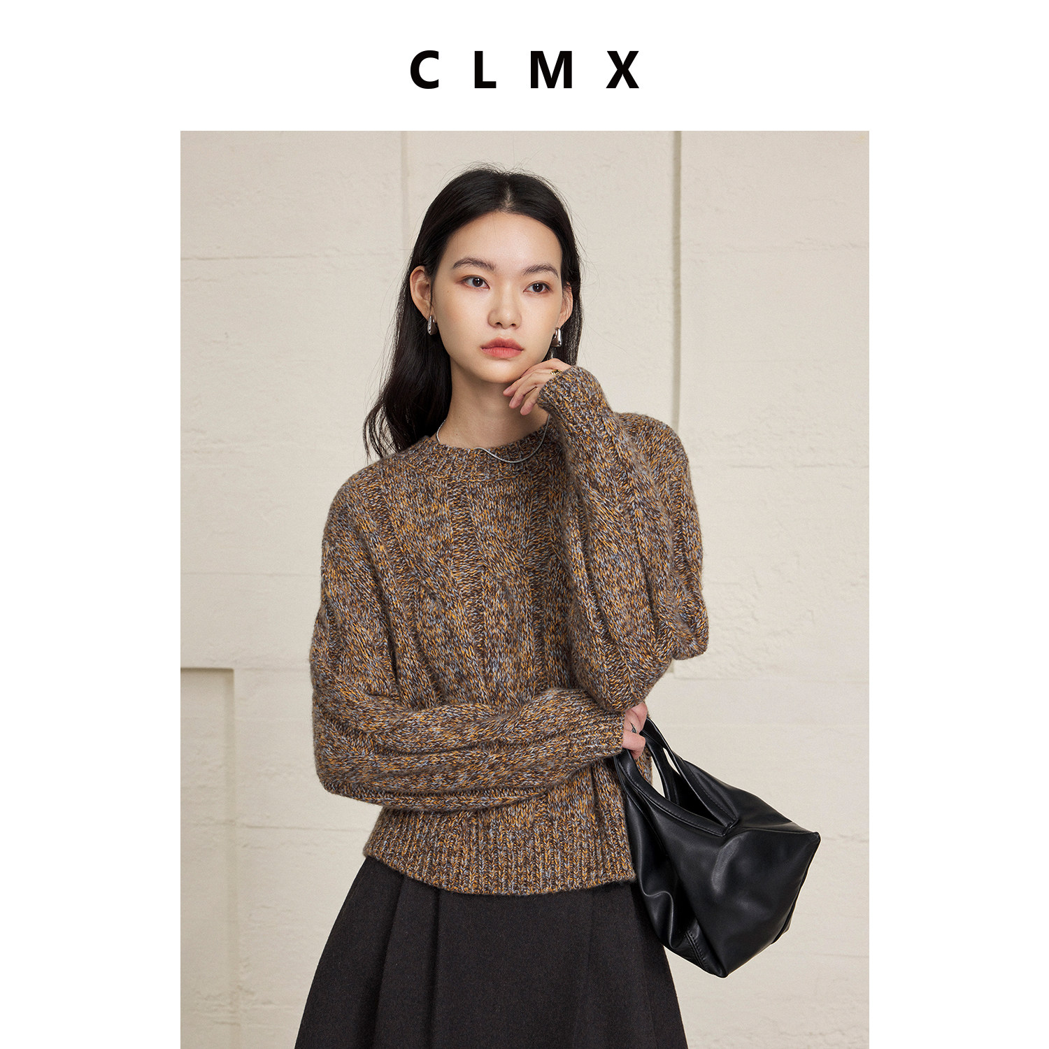 CLMX粗针莱赛尔混纺羊毛花纱复古绞花毛衣圆领针织衫,女装/女士精品,毛针织衫,淘宝优惠券,粉丝福利购,淘宝优惠卷