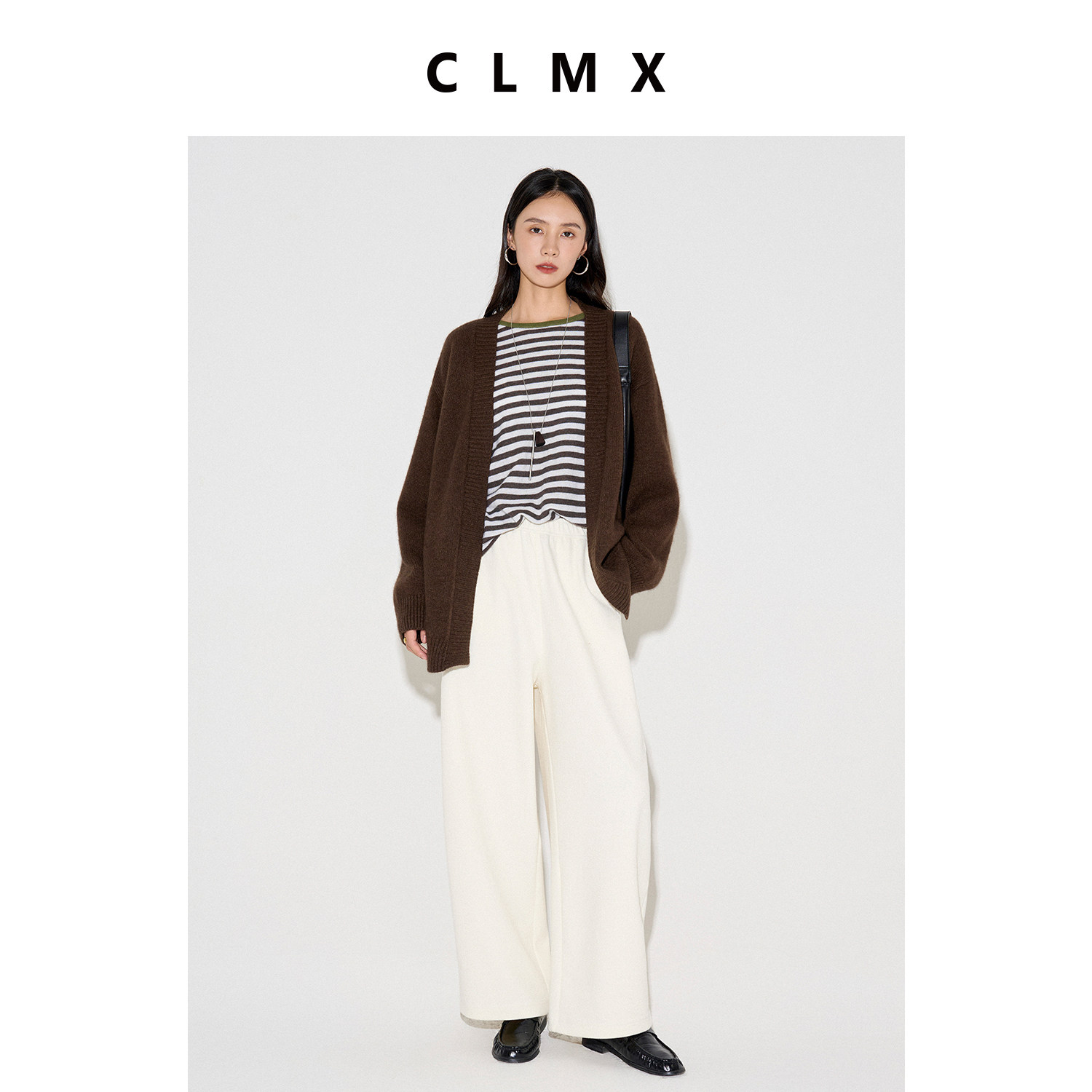 CLMX时装感香蕉裤厚暖裤子双面针织面料松紧腰休闲裤女