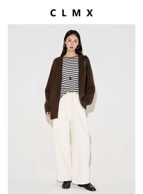 CLMX时装感香蕉裤厚暖裤子双面针织面料松紧腰休闲裤女