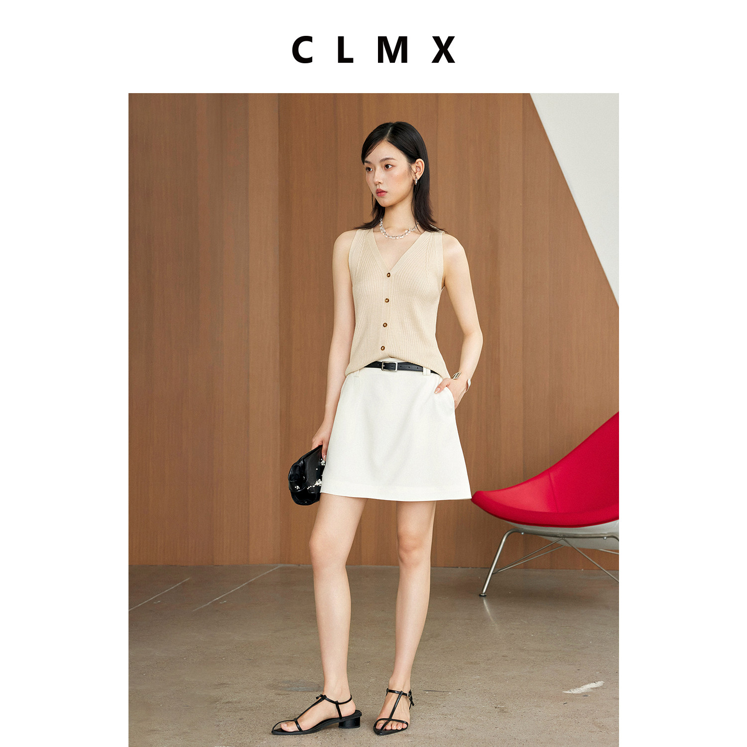 CLMX夏季无袖修身针织背心女
