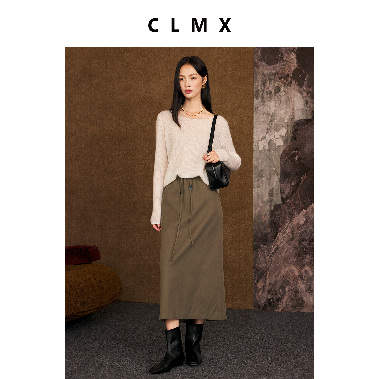 CLMX绵羊毛羊绒女通勤针织衫