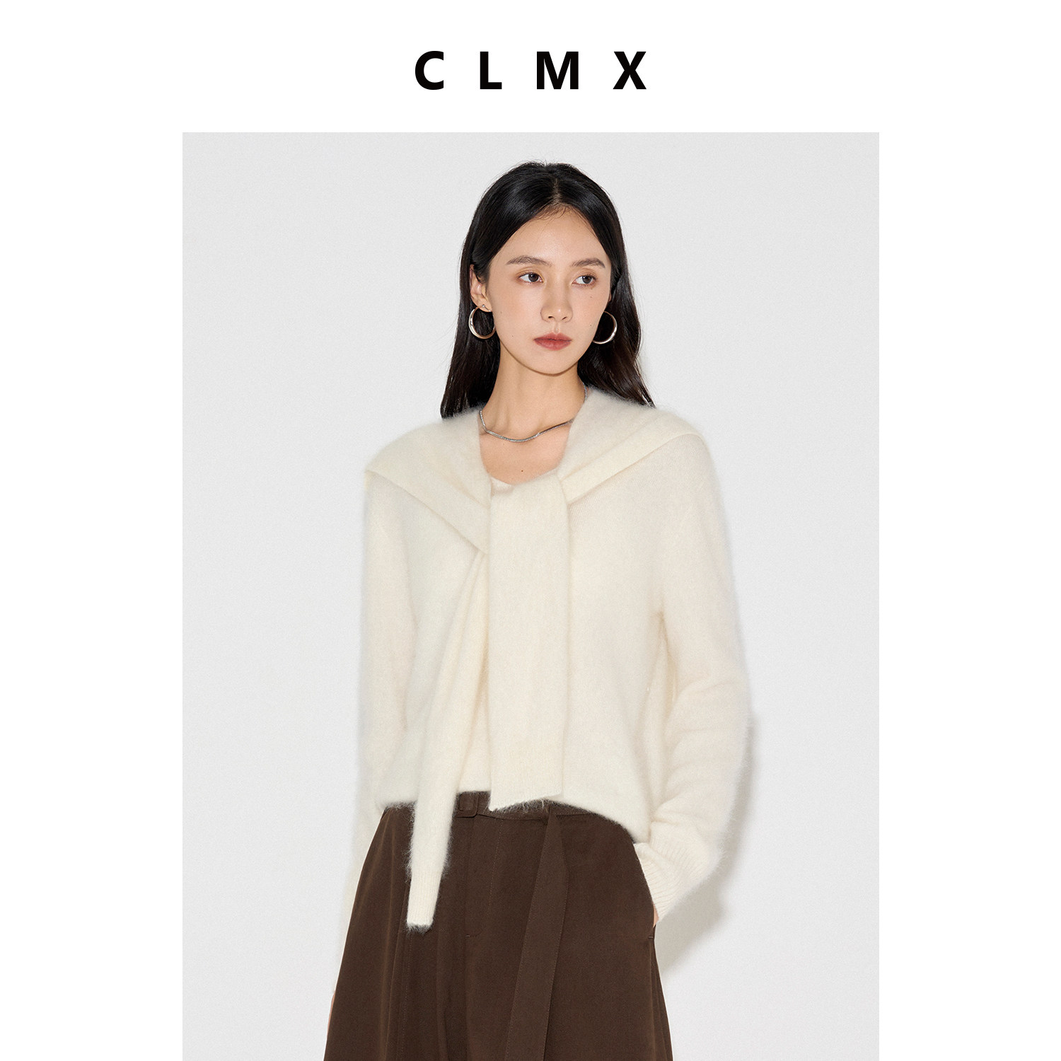 CLMX经典V领长袖亲肤柔绒保暖山羊绒混纺纱套头针织衫/披肩,服饰配件/皮带/帽子/围巾,多件套,淘宝优惠券,粉丝福利购,淘宝优惠卷