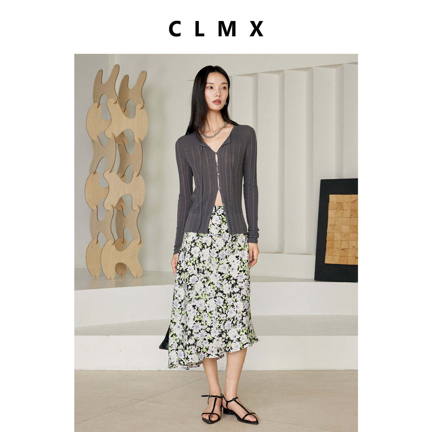 CLMX汉麻轻薄女长袖修身针织衫