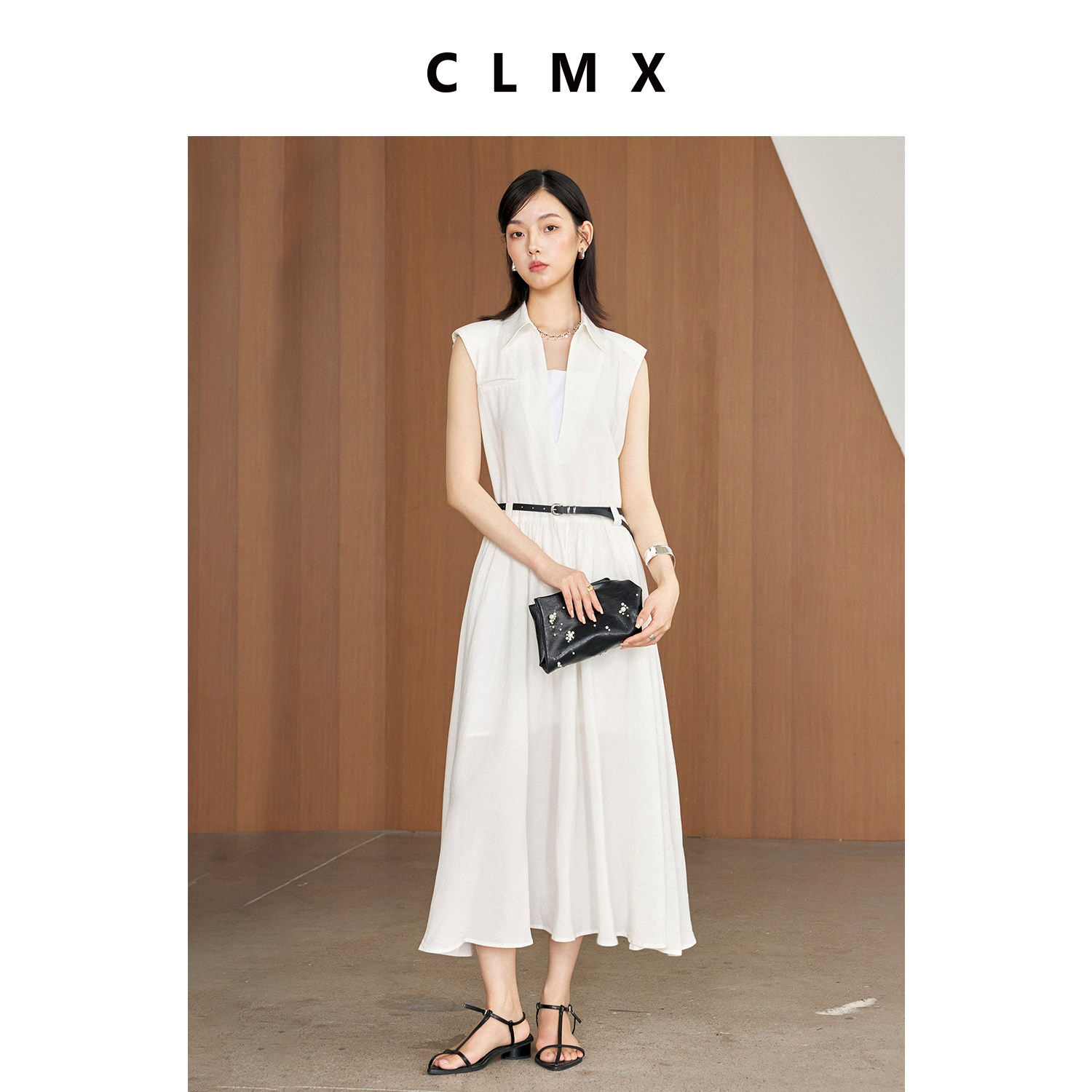 CLMX莱赛尔通勤修身连衣裙