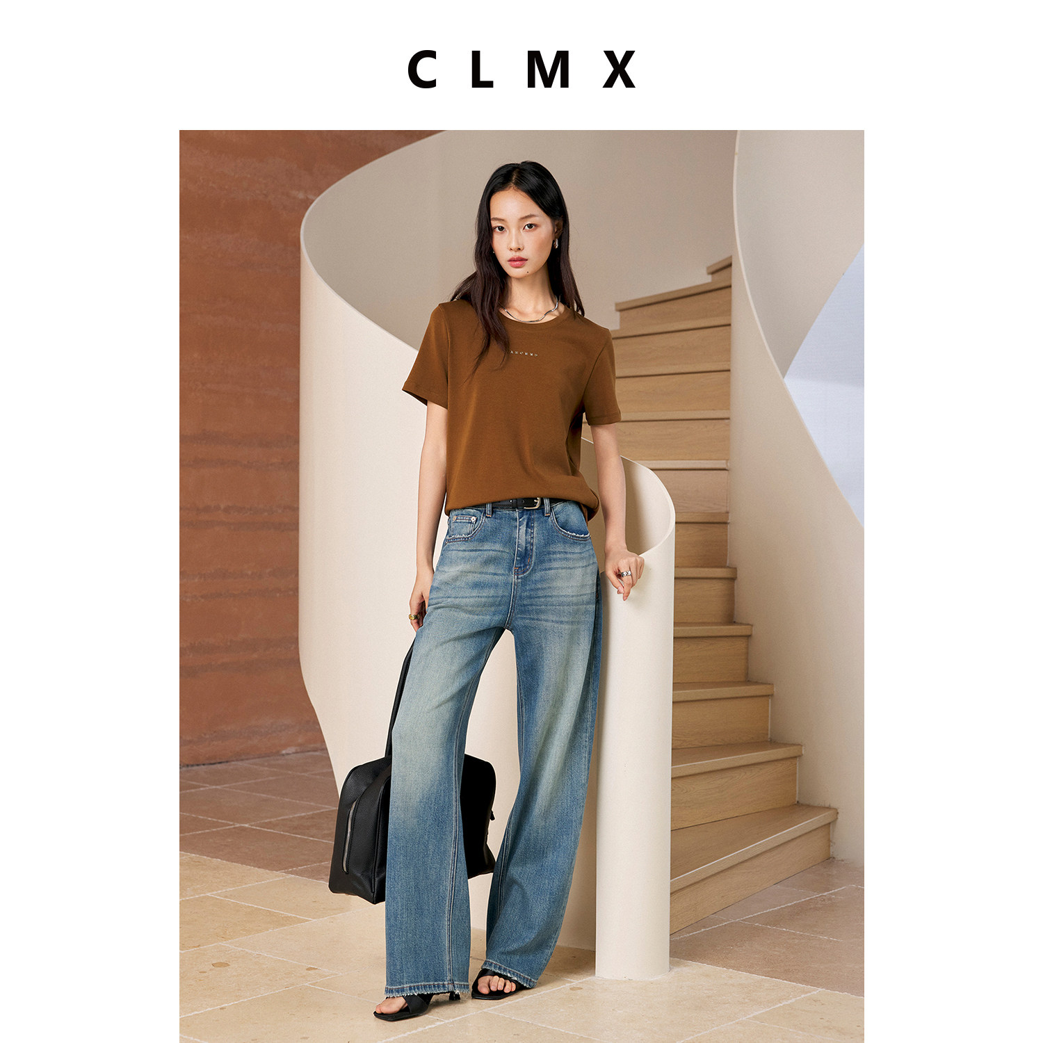 CLMX棉质立体字母短袖T恤女