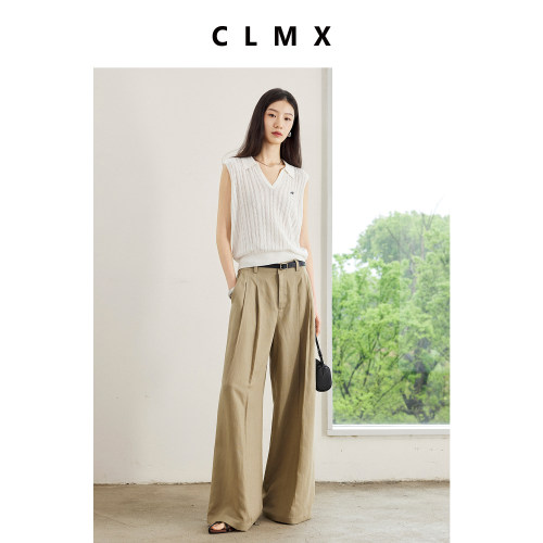 CLMX莱赛尔棉无袖翻领针织衫