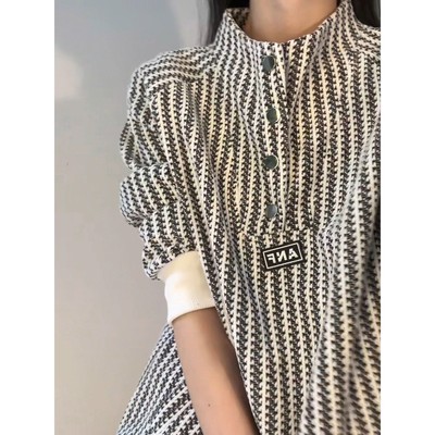 排扣立领开衫卫衣亨利领长袖T恤